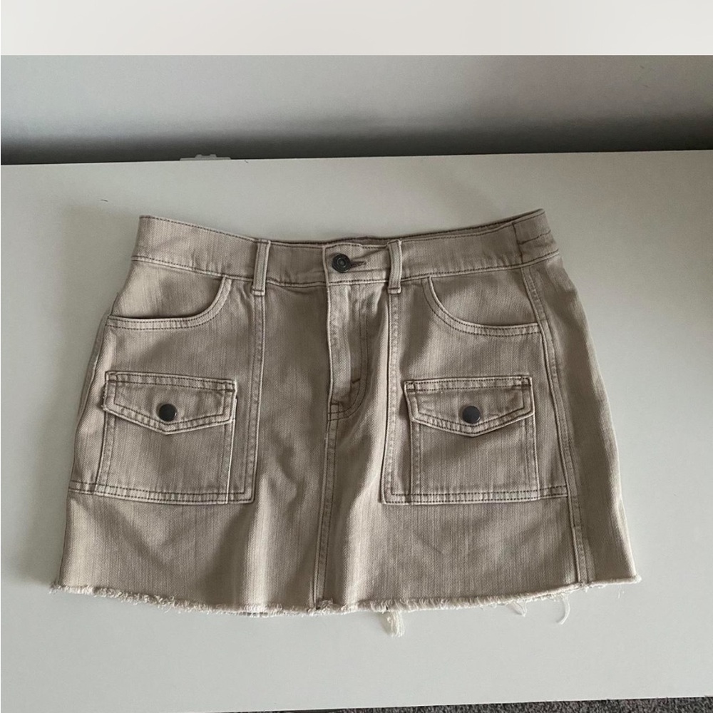 Tan Denim Mini Skirt
